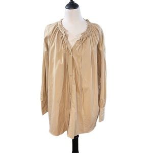 ZARA Size S Tunic Top Poet’s Blouse Beige  Ecologically Grown Cotton LN